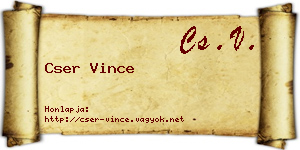 Cser Vince névjegykártya